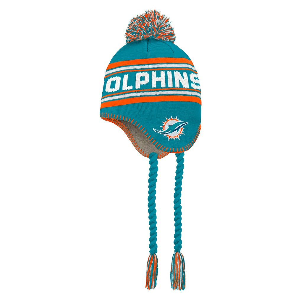 Miami Dolphins Preschool Jacquard Tassel Knit Hat with Pom - Aqua - NFL