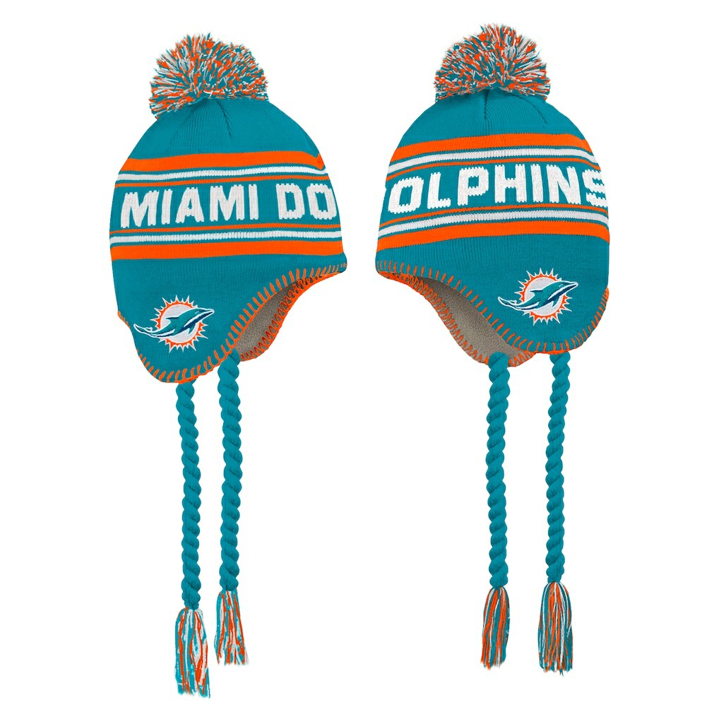 Miami Dolphins Preschool Jacquard Tassel Knit Hat with Pom - Aqua - NFL
