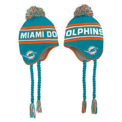 Miami Dolphins Preschool Jacquard Tassel Knit Hat with Pom - Aqua - NFL