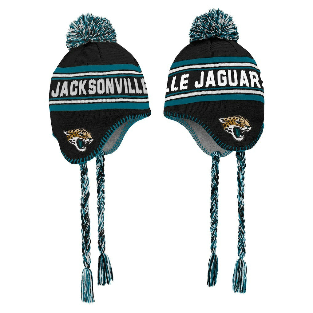 Jacksonville Jaguars Preschool Jacquard Tassel Knit Hat with Pom - Black - NFL