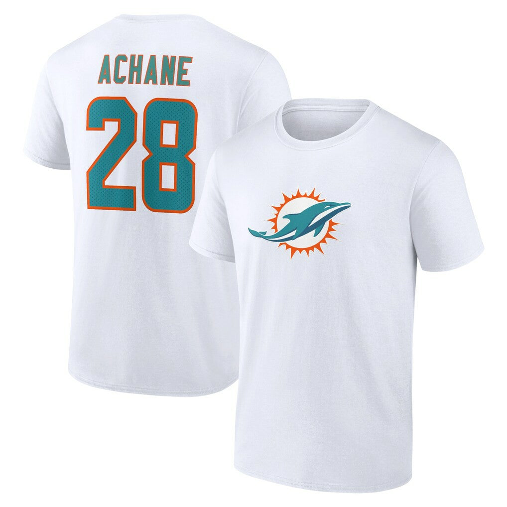 De’Von Achane Miami Dolphins Icon Player Name & Number T-Shirt - White - NFL