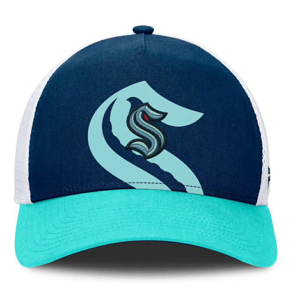 Seattle Kraken Fanatics Authentic Pro A-Frame Rink Adjustable Hat - Deep Sea Blue/Light Blue | Fanatics discount