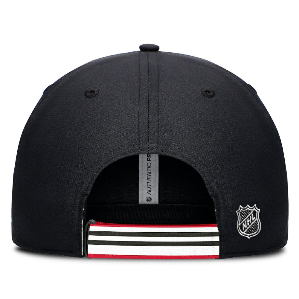 Chicago Blackhawks Fanatics Authentic Pro Ripstop Adjustable Hat - Black/Red | Fanatics Lifestyle