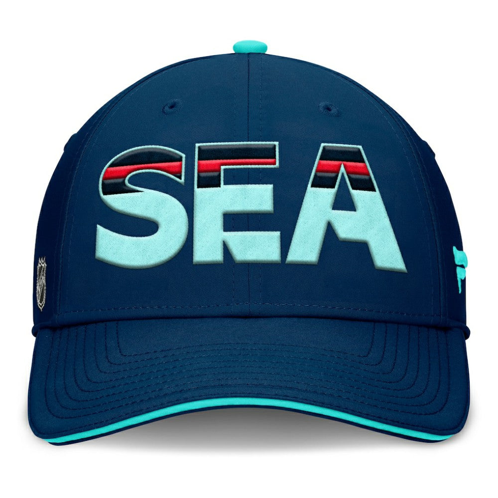 Seattle Kraken Fanatics Authentic Pro Rink Team Code Flex Hat - Deep Sea Blue/Light Blue | Fanatics Lifestyle