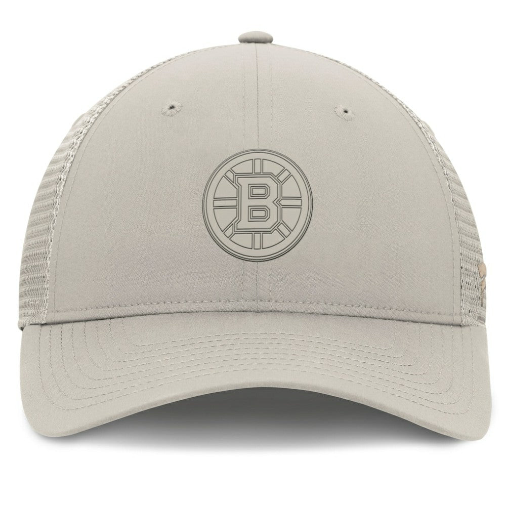 Boston Bruins Fanatics Women's Authentic Pro Road Trucker Adjustable Hat - Tan | Fanatics Lifestyle