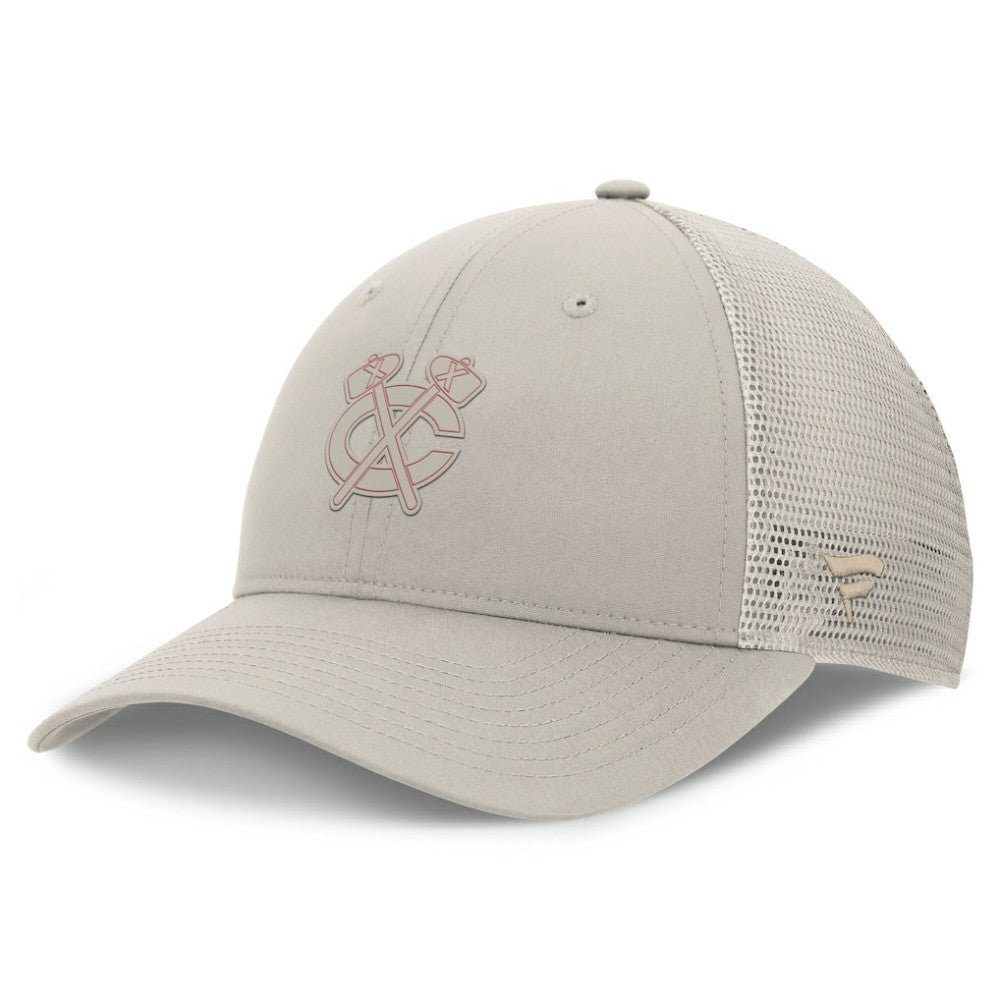 Chicago Blackhawks Fanatics Women's Authentic Pro Road Trucker Adjustable Hat - Tan | Fanatics Clearance
