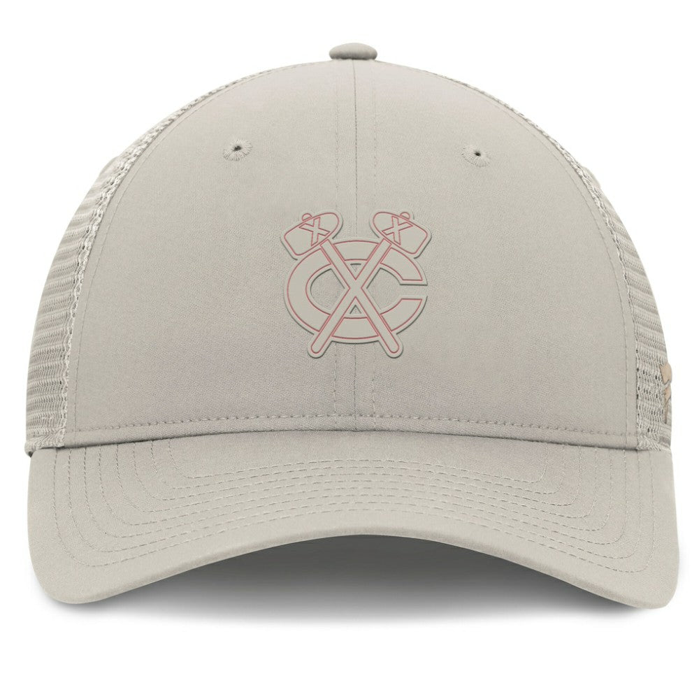 Chicago Blackhawks Fanatics Women's Authentic Pro Road Trucker Adjustable Hat - Tan | Fanatics Clearance