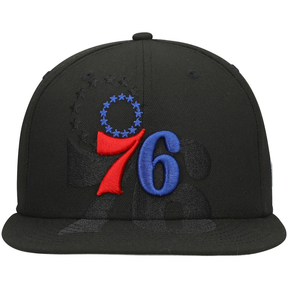 New Era Philadelphia 76ers Blackout Shadow Logo 59FIFTY Fitted Hat Black