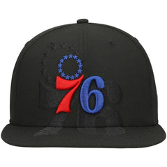 New Era Philadelphia 76ers Blackout Shadow Logo 59FIFTY Fitted Hat Black