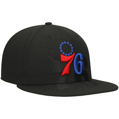 New Era Philadelphia 76ers Blackout Shadow Logo 59FIFTY Fitted Hat Black