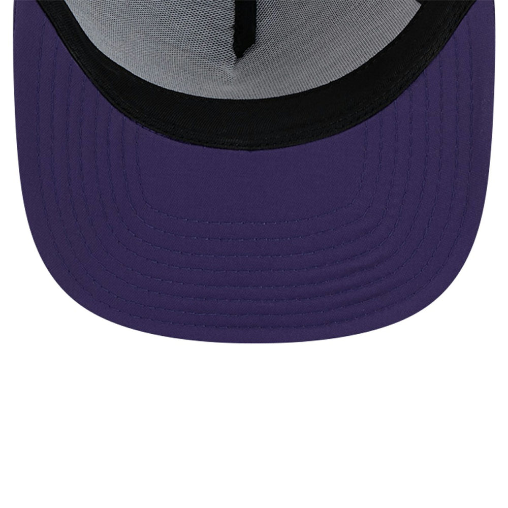 New Era Phoenix Suns Puff Print Team Code A-Frame 9FIFTY Trucker Snapback Hat Purple