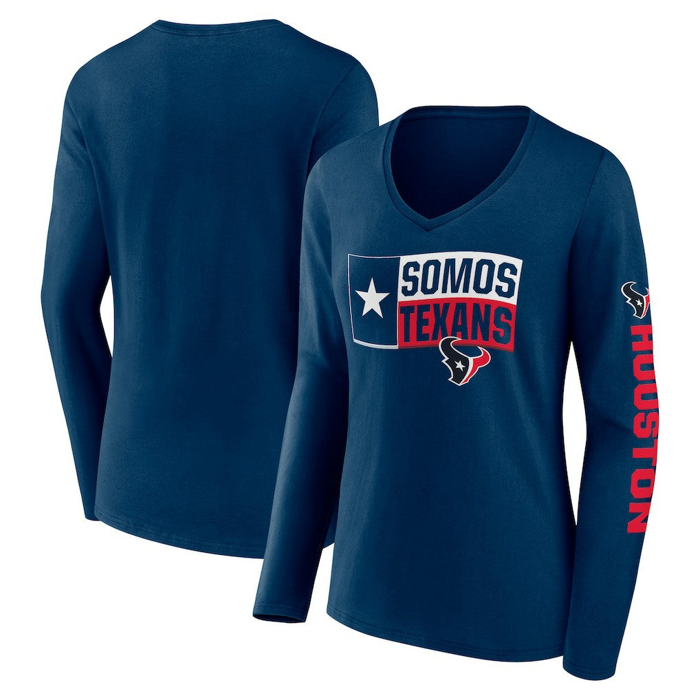 Houston Texans Hometown Sweep Long Sleeve V-Neck T-Shirt - Navy - Fanatics