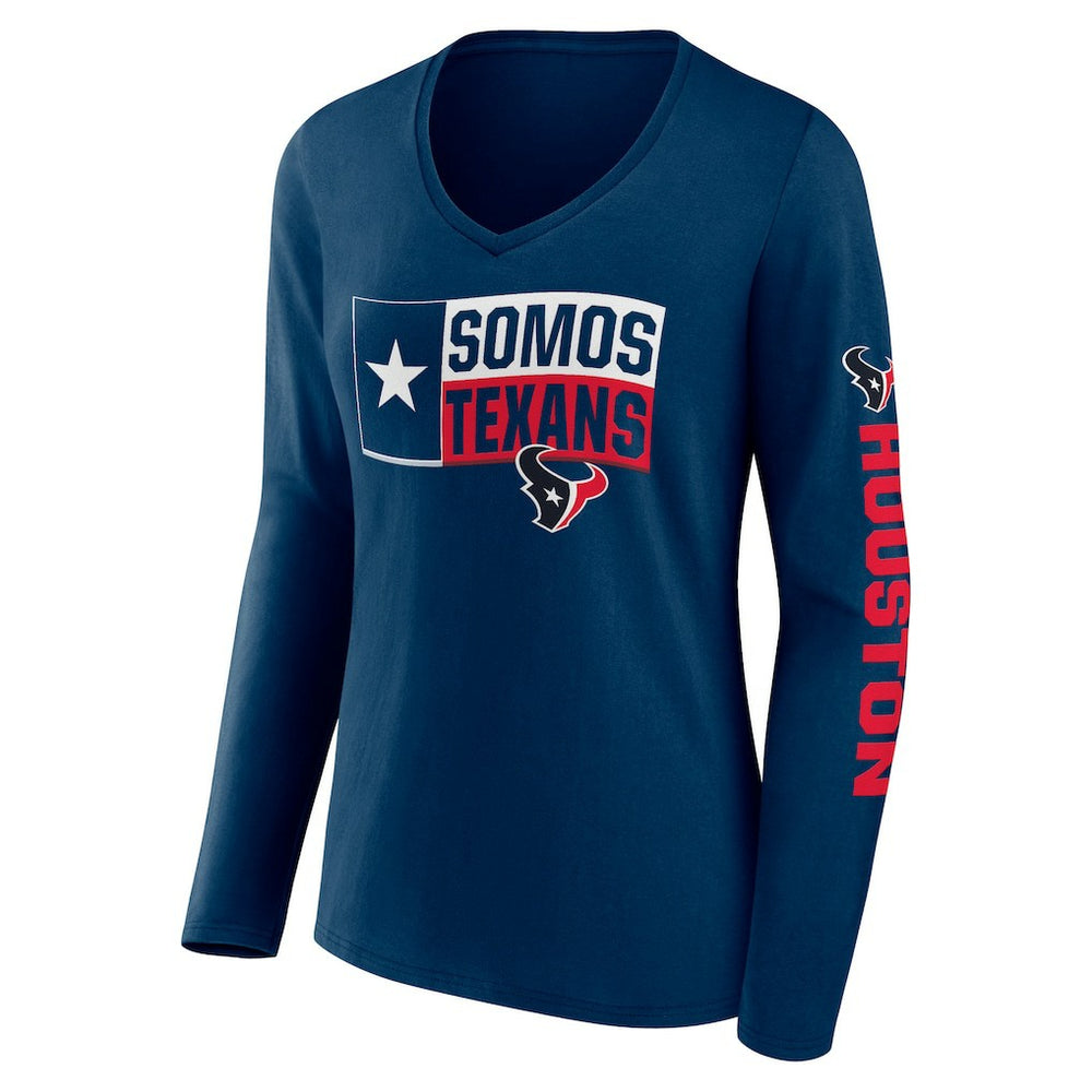 Houston Texans Hometown Sweep Long Sleeve V-Neck T-Shirt - Navy - Fanatics