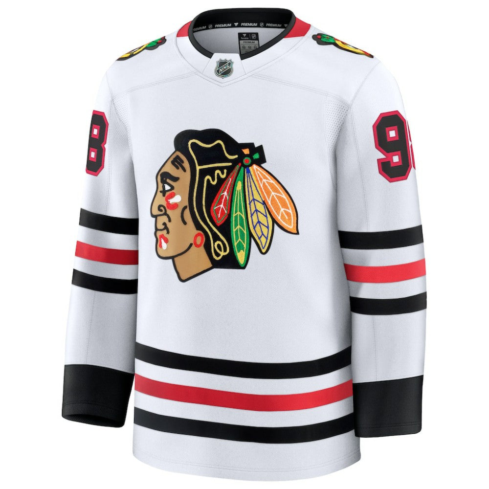 Connor Bedard Chicago Blackhawks Fanatics Away Premium Jersey - White | Fanatics on sale
