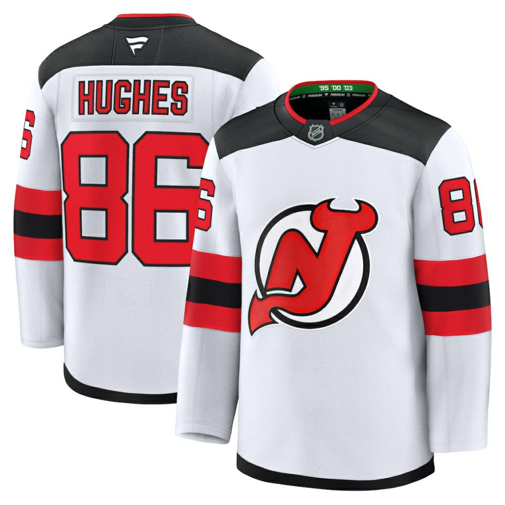 Jack Hughes New Jersey Devils Fanatics Away Premium Jersey - White | Fanatics Lifestyle