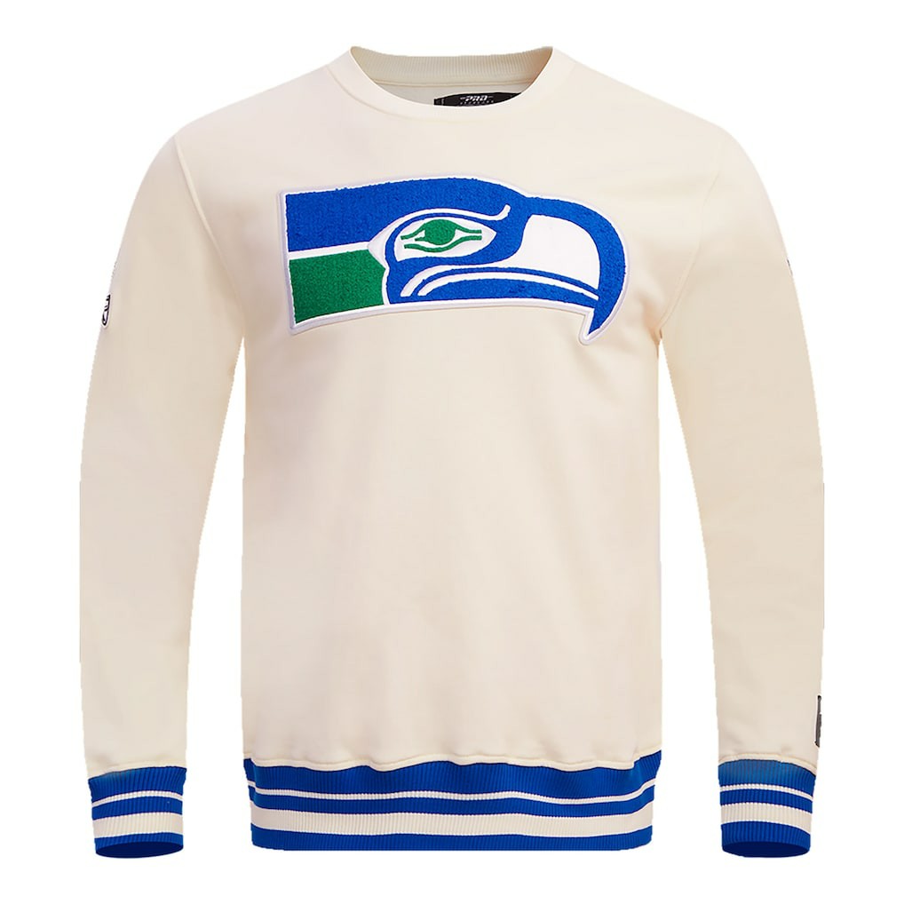 Seattle Seahawks Pro Standard Retro Classics Fleece Pullover Sweatshirt - Cream - NFL