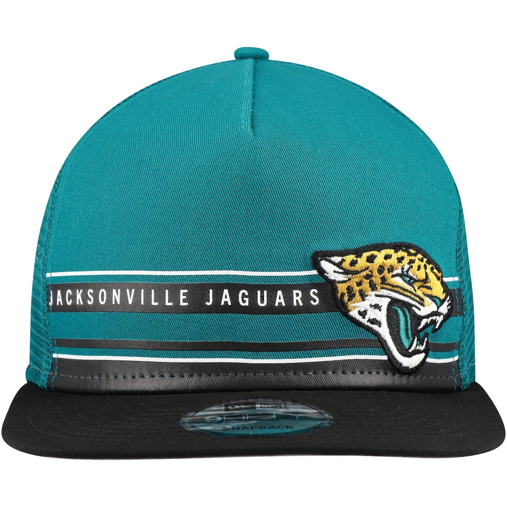 Jacksonville Jaguars New Era Half Stripe Trucker A-Frame 9FIFTY Snapback Hat - Teal/Black - NFL