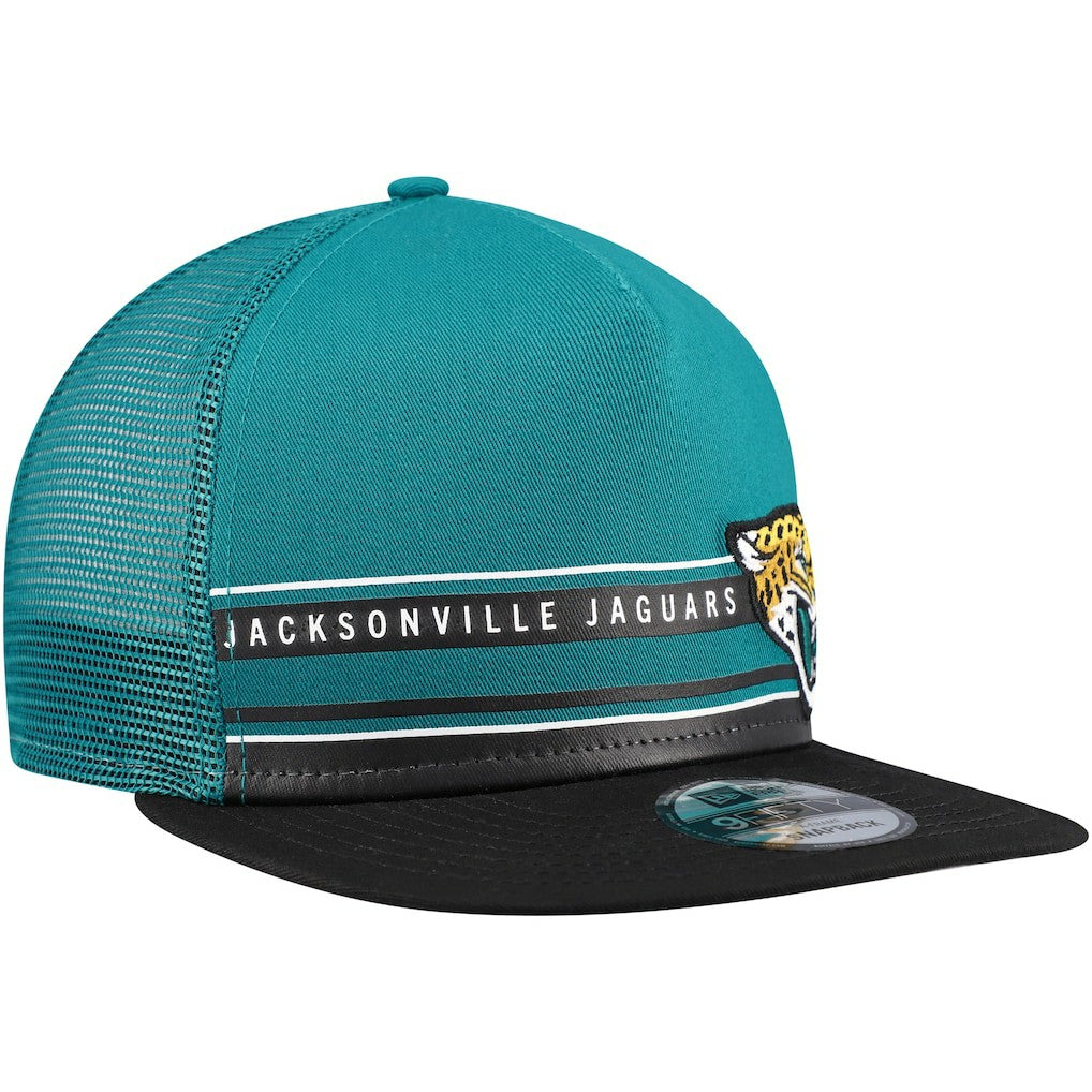 Jacksonville Jaguars New Era Half Stripe Trucker A-Frame 9FIFTY Snapback Hat - Teal/Black - NFL