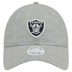 Las Vegas Raiders New Era Women's Smiley 9TWENTY Adjustable Hat - Silver - NFL