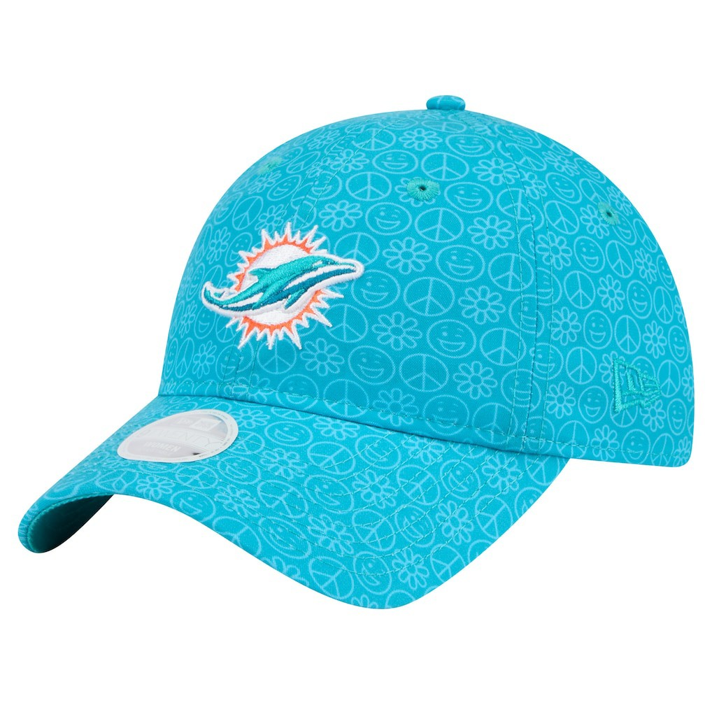 Miami Dolphins New Era Women's Smiley 9TWENTY Adjustable Hat - Aqua - NFL