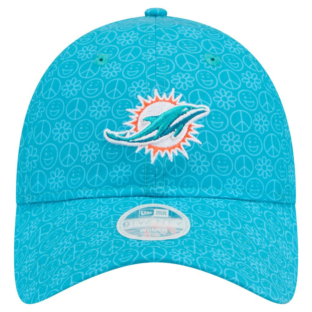 Miami Dolphins New Era Women's Smiley 9TWENTY Adjustable Hat - Aqua - NFL