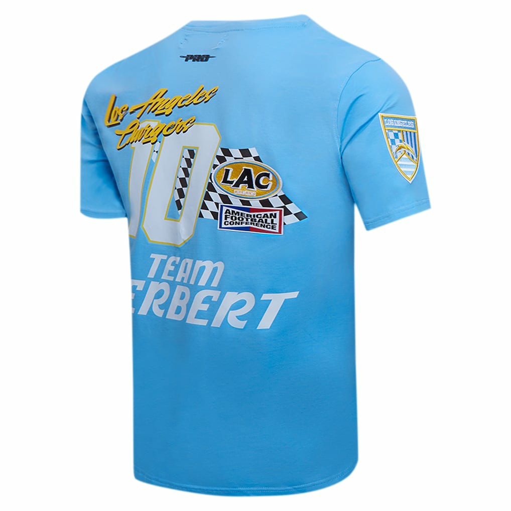 Justin Herbert Los Angeles Chargers Pro Standard Fast Lane Name & Number Player T-Shirt - Powder Blue - NFL