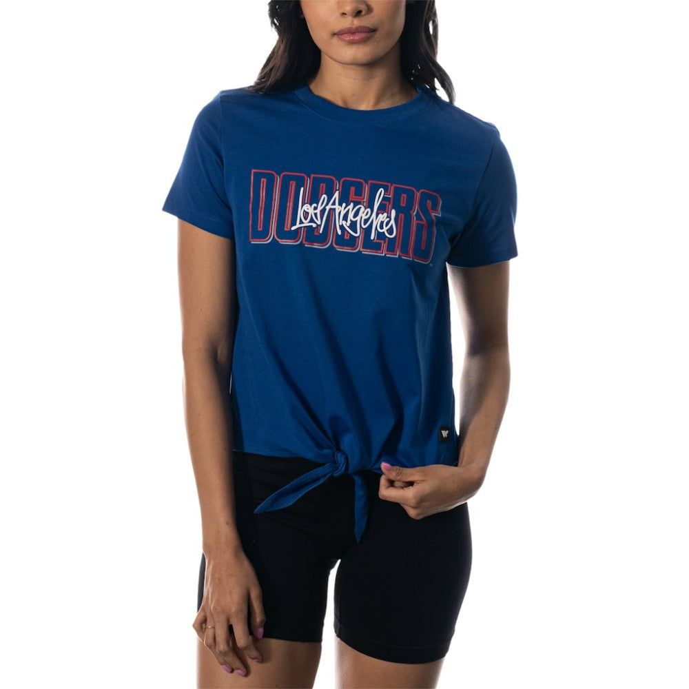 Los Angeles Dodgers The Wild Collective Women's Twist Front T-Shirt Sale