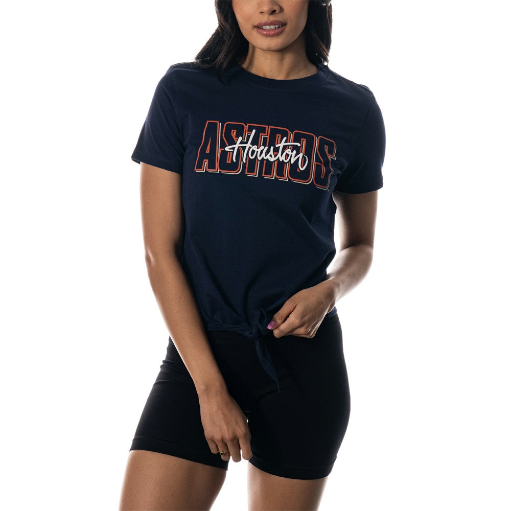 Houston Astros The Wild Collective Women's Twist Front T-Shirt Outlet