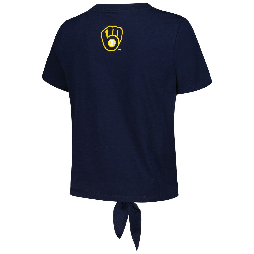 Milwaukee Brewers The Wild Collective Women's Twist Front T-Shirt Sale