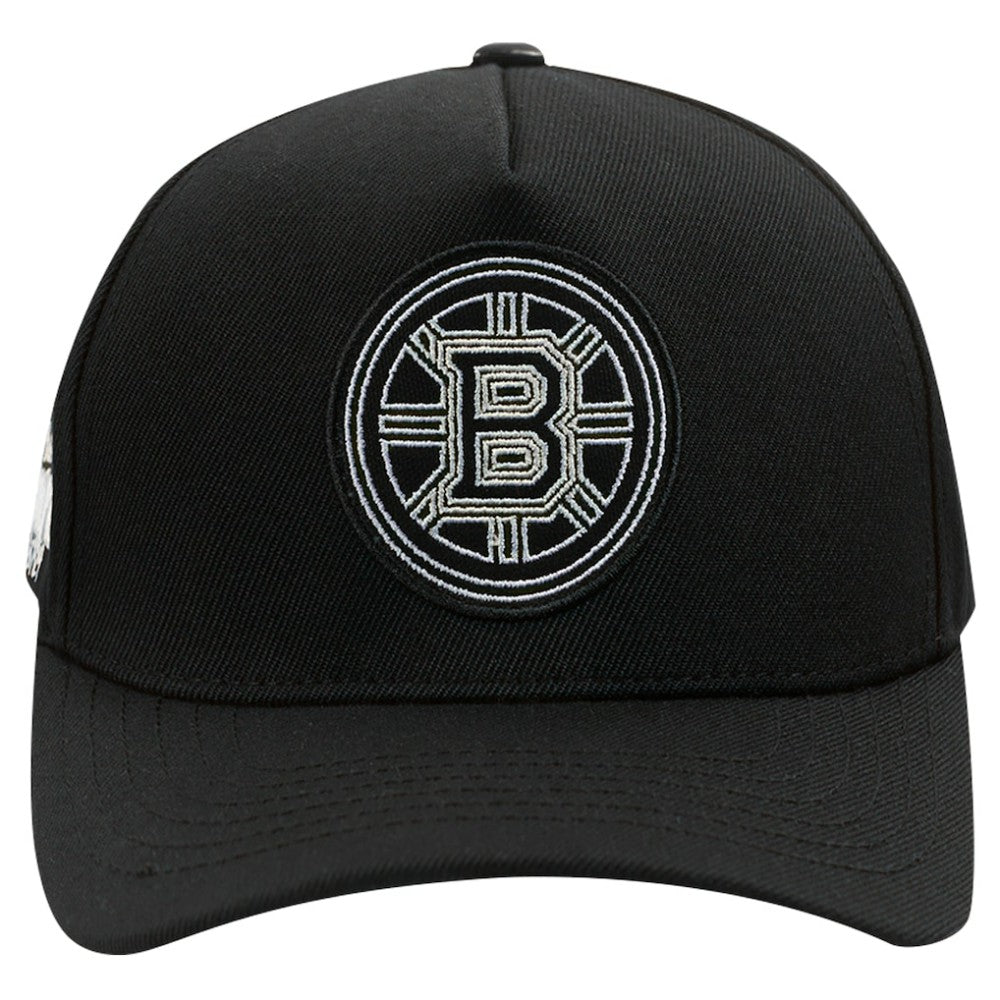 Boston Bruins Pro Standard Paint the City Pinch Front Snapback Hat - Black | NHL Clearance