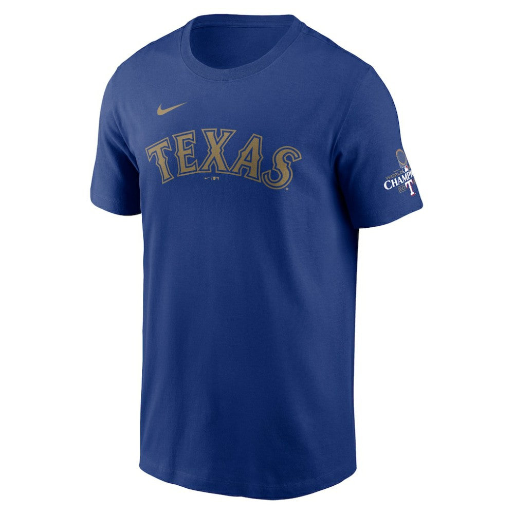 Texas Rangers Nike 2024 Gold Collection Wordmark T-Shirt Online