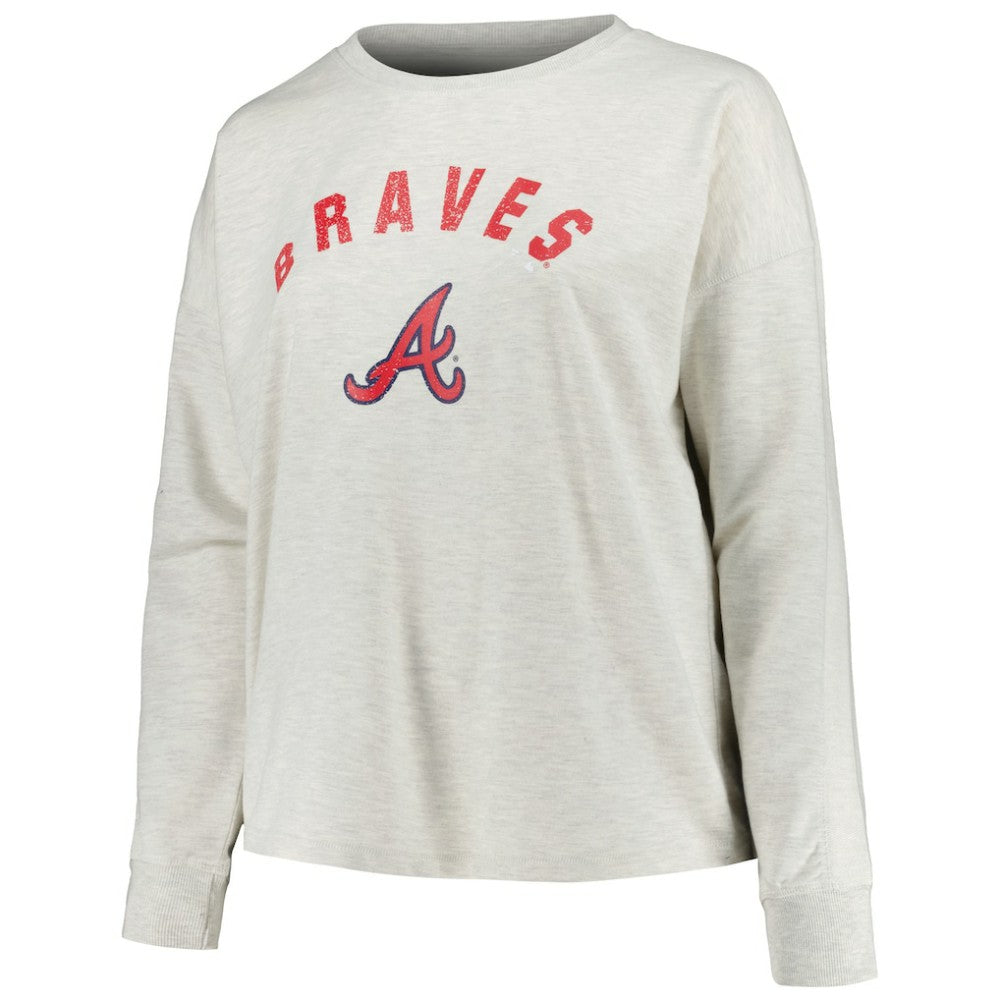 Atlanta Braves Profile Women's Plus Size French Terry Pullover Sweatshirt for sale