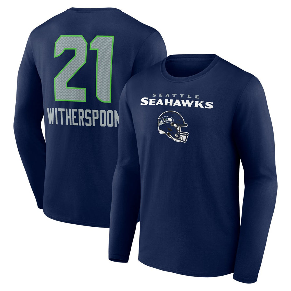 Devon Witherspoon Seattle Seahawks Team Wordmark Player Name & Number Long Sleeve T-Shirt - College Navy - NFL