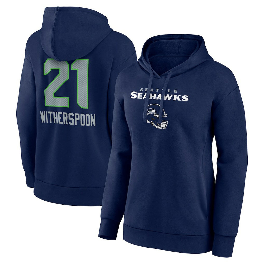 Devon Witherspoon Seattle Seahawks Women's Team Wordmark Player Name & Number Pullover Hoodie - College Navy - NFL