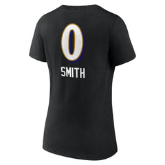 Roquan Smith Baltimore Ravens Women's Team Wordmark Player Name & Number V-Neck T-Shirt - Black - NFL