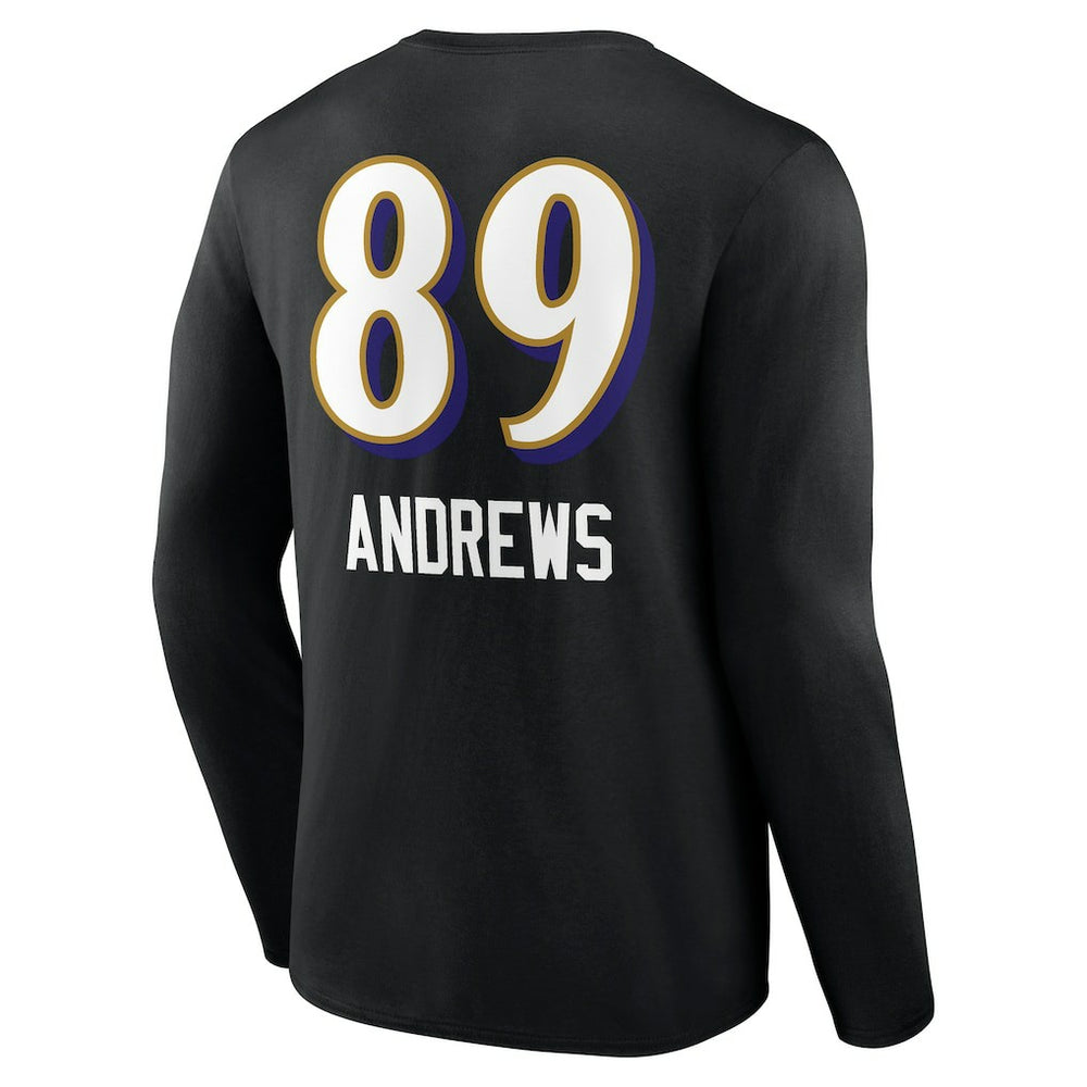 Mark Andrews Baltimore Ravens Team Wordmark Player Name & Number Long Sleeve T-Shirt - Black - NFL
