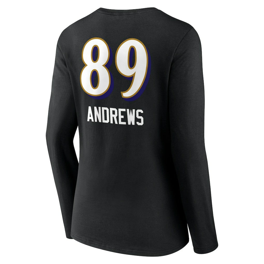 Mark Andrews Baltimore Ravens Women's Team Wordmark Player Name & Number Long Sleeve V-Neck T-Shirt - Black - NFL