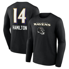 Kyle Hamilton Baltimore Ravens Team Wordmark Player Name & Number Long Sleeve T-Shirt - Black - NFL