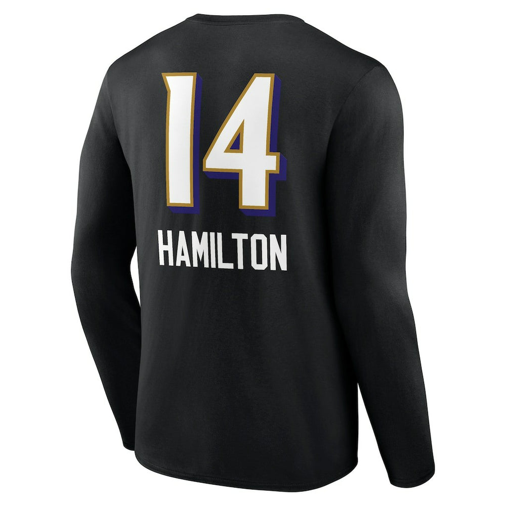 Kyle Hamilton Baltimore Ravens Team Wordmark Player Name & Number Long Sleeve T-Shirt - Black - NFL