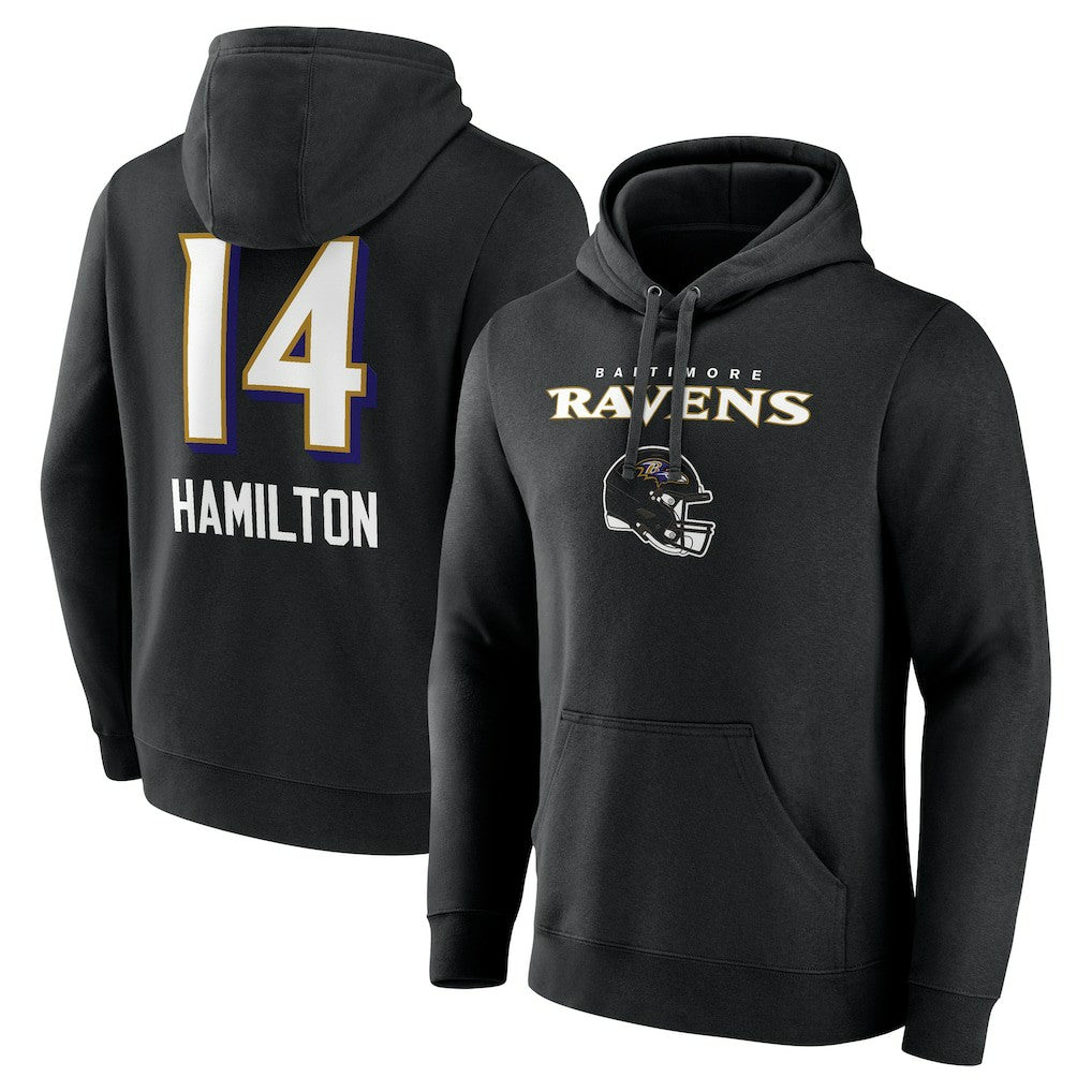 Kyle Hamilton Baltimore Ravens Team Wordmark Player Name & Number Pullover Hoodie - Black - NFL