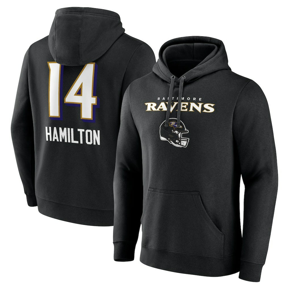 Kyle Hamilton Baltimore Ravens Team Wordmark Player Name & Number Pullover Hoodie - Black - NFL