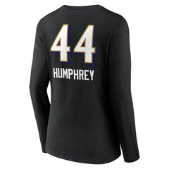 Marlon Humphrey Baltimore Ravens Women's Team Wordmark Player Name & Number Long Sleeve V-Neck T-Shirt - Black - NFL
