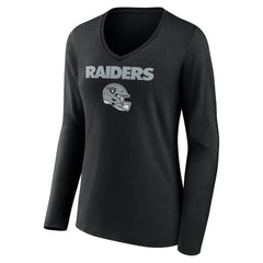 Tyree Wilson Las Vegas Raiders Women's Team Wordmark Player Name & Number Long Sleeve V-Neck T-Shirt - Black - NFL