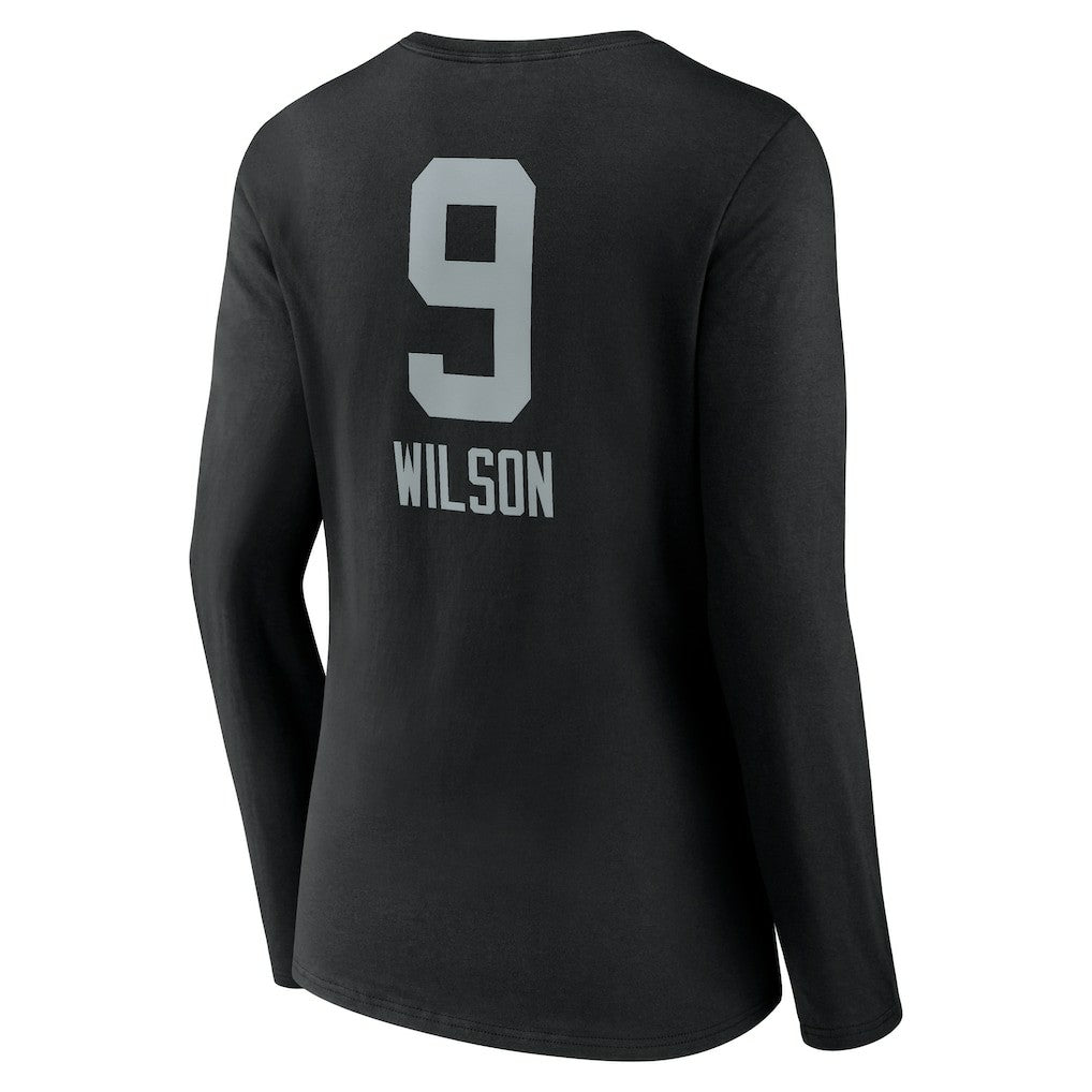 Tyree Wilson Las Vegas Raiders Women's Team Wordmark Player Name & Number Long Sleeve V-Neck T-Shirt - Black - NFL