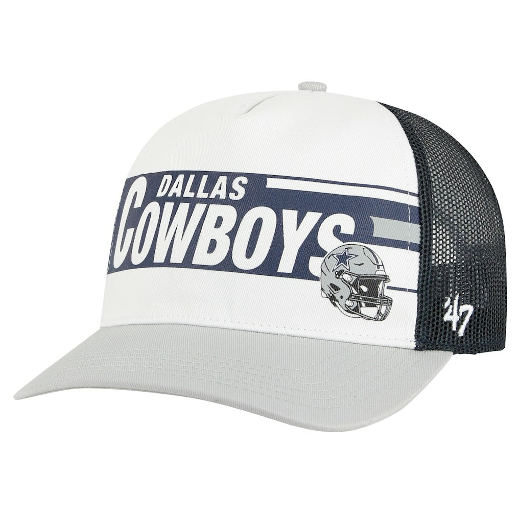 Dallas Cowboys '47 Stack Line Hitch Trucker Adjustable Hat - White/Gray - 47 brand