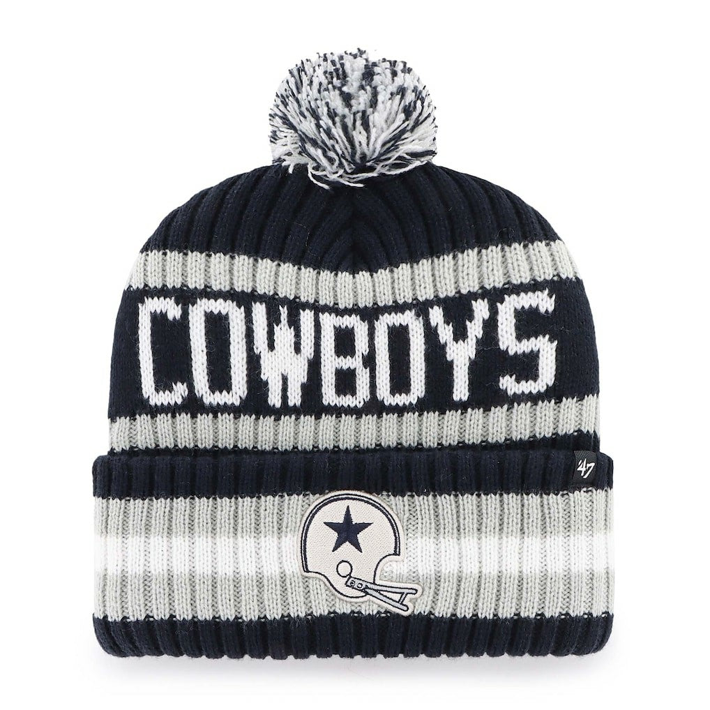 Dallas Cowboys '47 Bering Cuffed Knit Hat with Pom - Navy - 47 brand