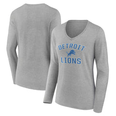 Detroit Lions Women's Victory Arch V-Neck Long Sleeve T-Shirt - Gray - NFL