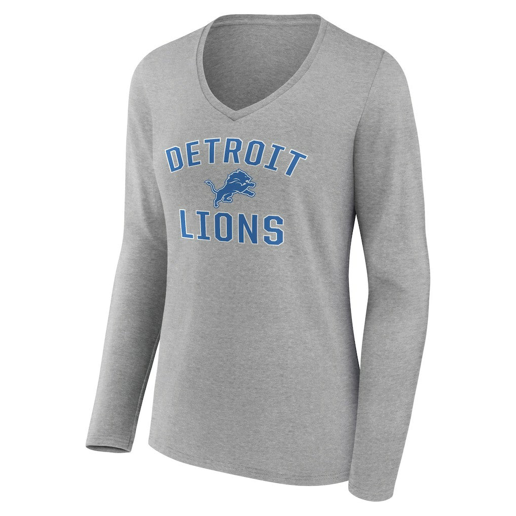 Detroit Lions Women's Victory Arch V-Neck Long Sleeve T-Shirt - Gray - NFL