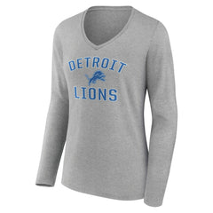 Detroit Lions Women's Victory Arch V-Neck Long Sleeve T-Shirt - Gray - NFL