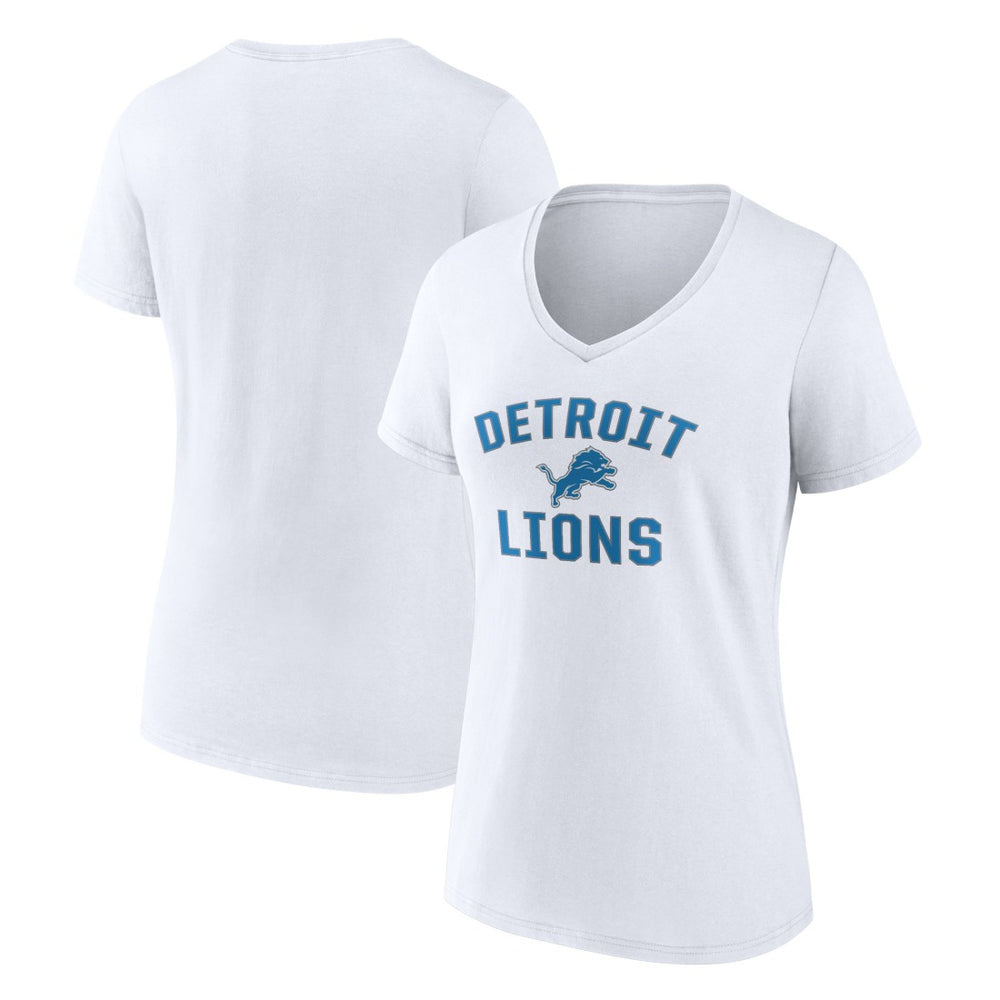 Detroit Lions Women's Victory Arch V-Neck T-Shirt - White - NFL
